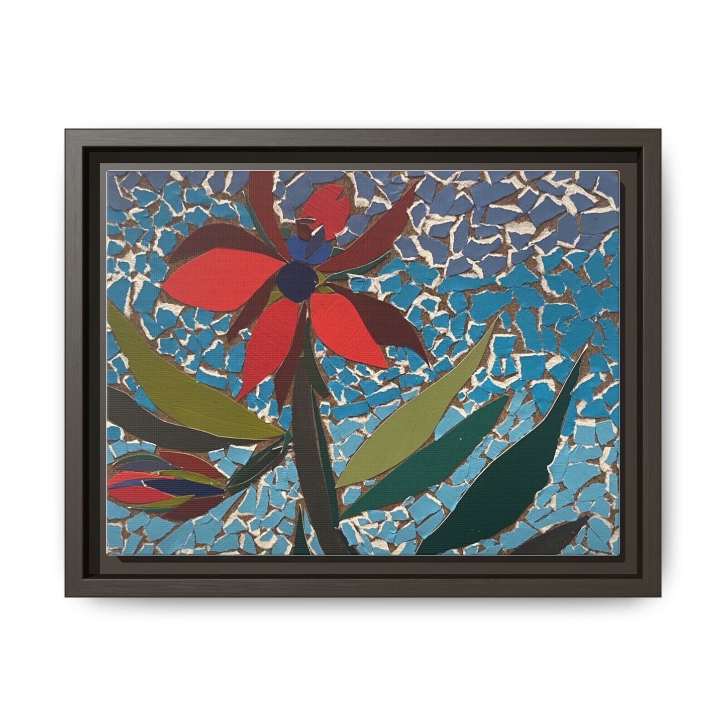 Framed Mosaic Flower Art - Colorful Canvas Wall Decor