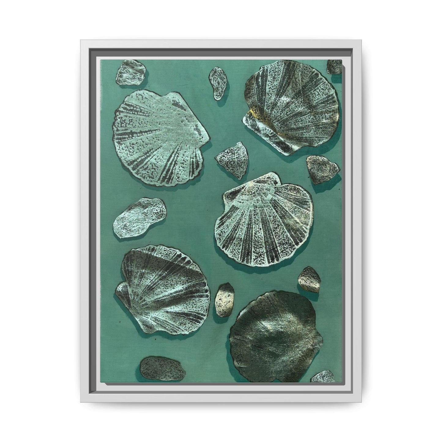 Seashell Wall Art | Multi-Color Framed Canvas Decor
