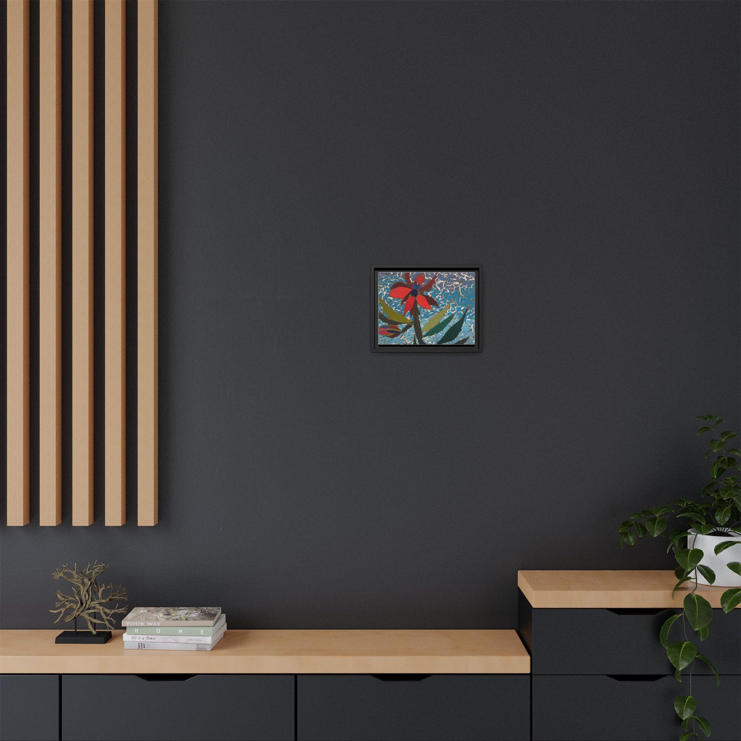 Framed Mosaic Flower Art - Colorful Canvas Wall Decor
