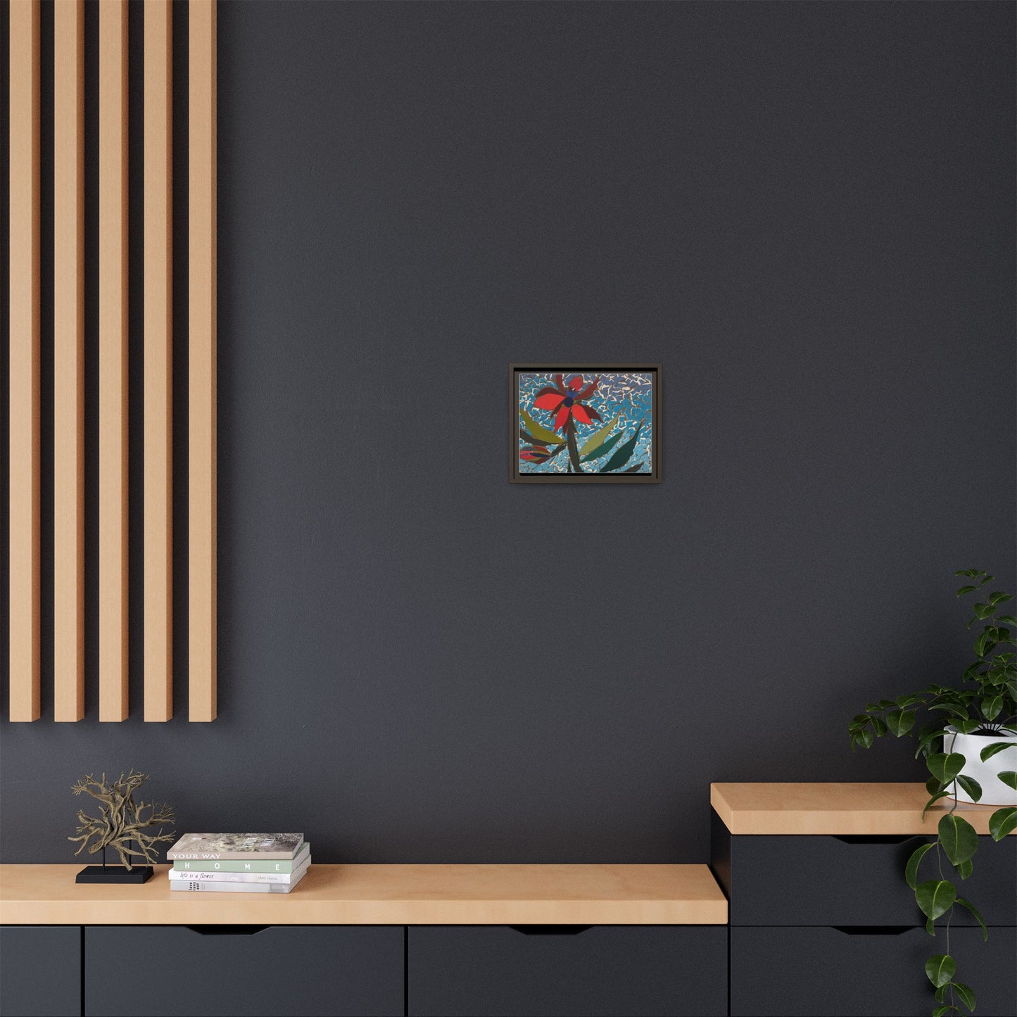 Framed Mosaic Flower Art - Colorful Canvas Wall Decor