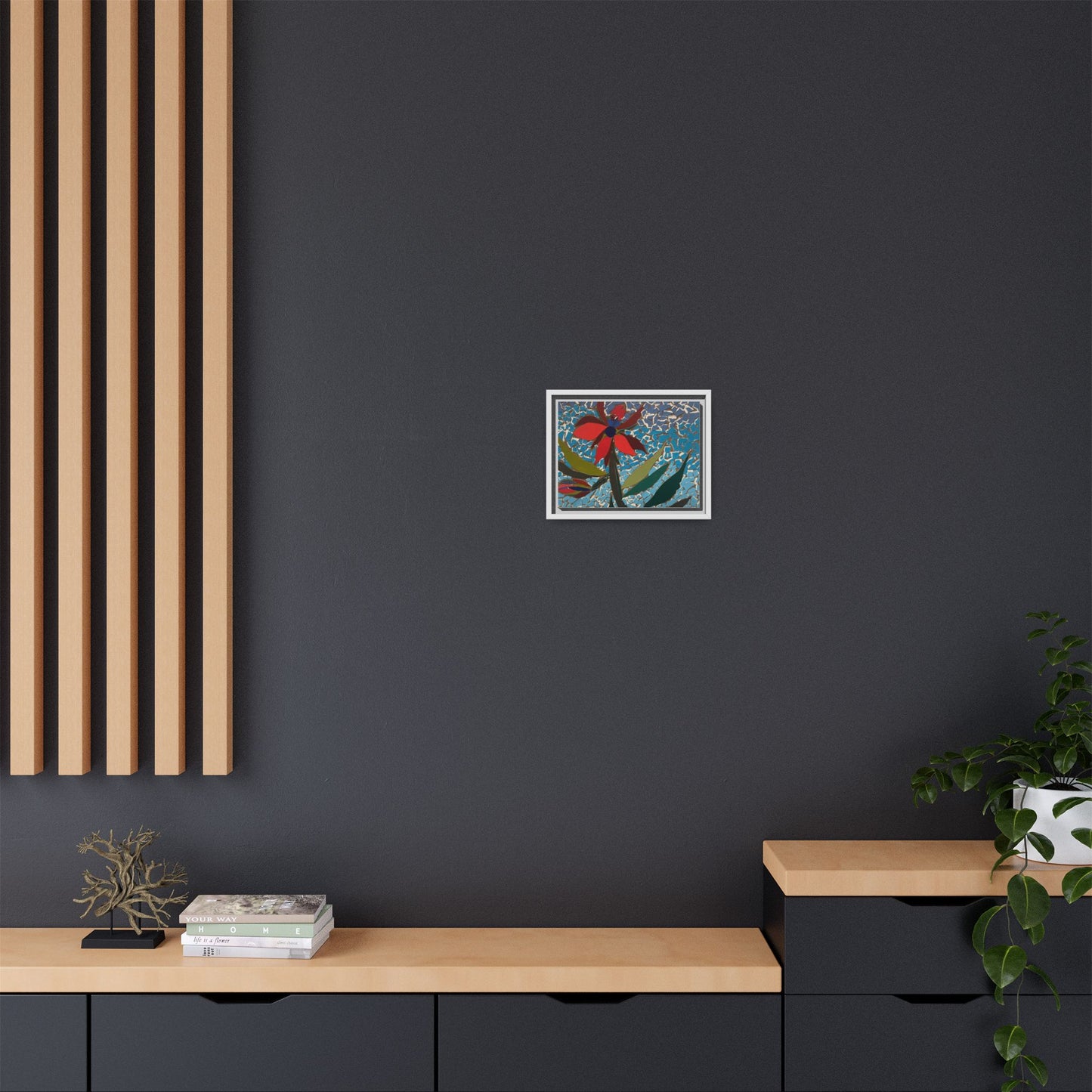 Framed Mosaic Flower Art - Colorful Canvas Wall Decor