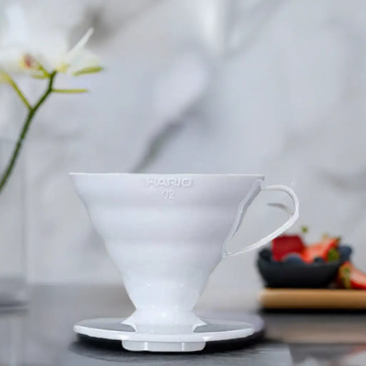 HARIO V60 Dripper – Size 02 White Plastic, Precision Brewing