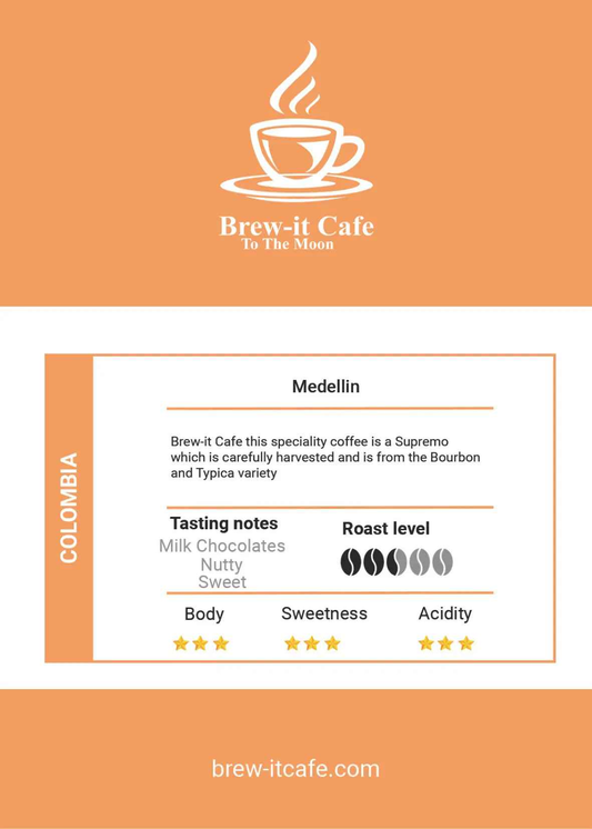 Brew-itCafe Medellin Single-Origin Coffee - Luxury Roast