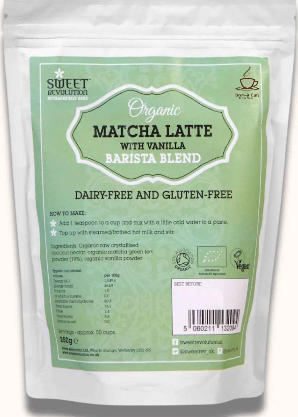 Brew-itCafe Organic Matcha Latte with Vanilla Blend