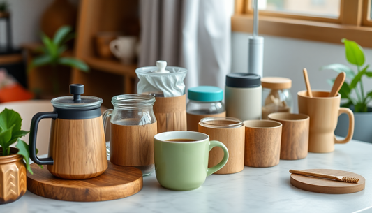 Collection of best eco coffee products UK including cups, jars, and coffee makers
