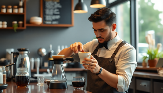 A barista preparing luxury coffee blends in a cafe