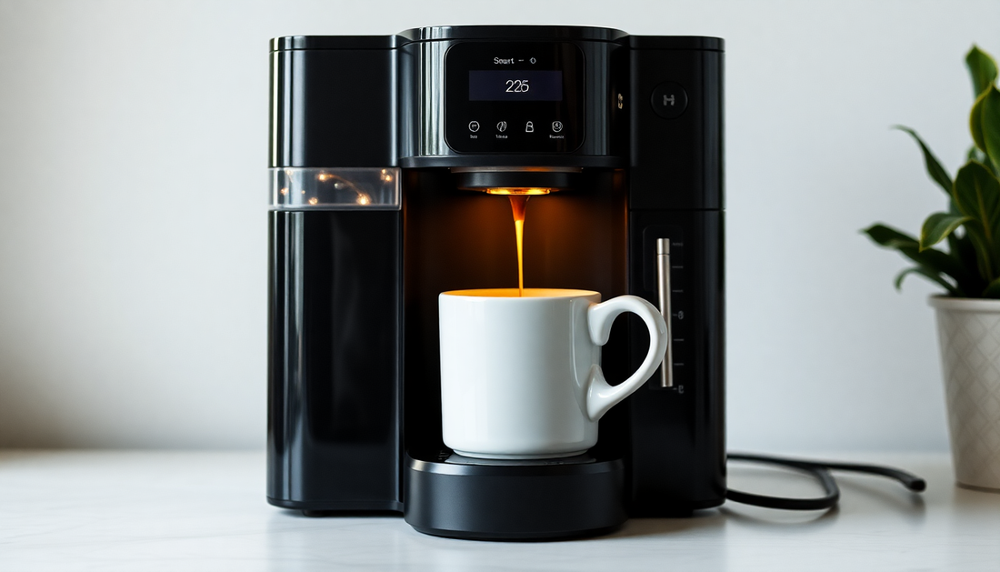 A smart coffee maker brewing personalized coffee