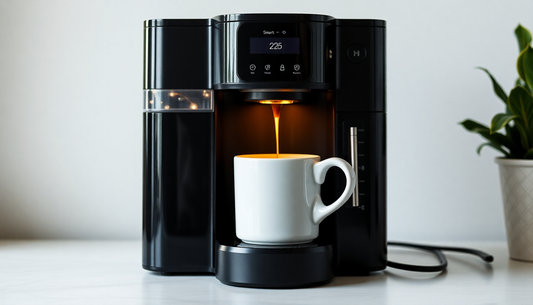 A smart coffee maker brewing personalized coffee