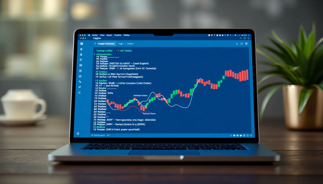 A laptop showing coffee backlinks analysis with AI interface