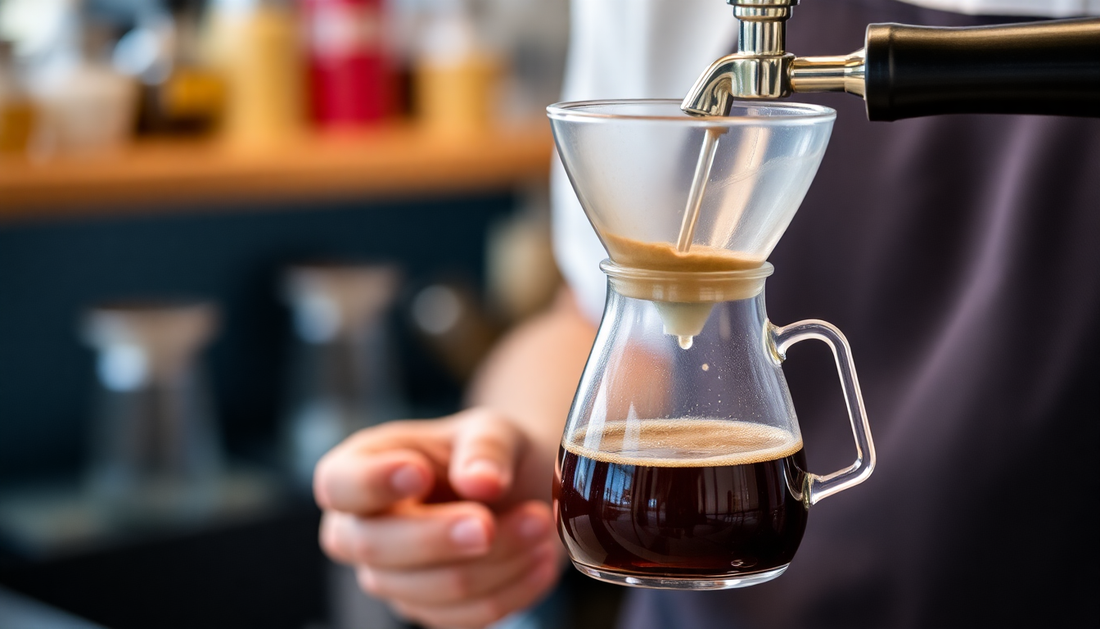 A barista brewing coffee with various grind sizes