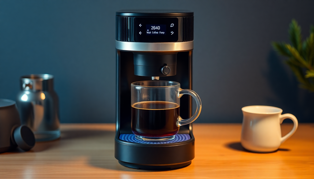 A smart coffee machine brewing coffee automatically