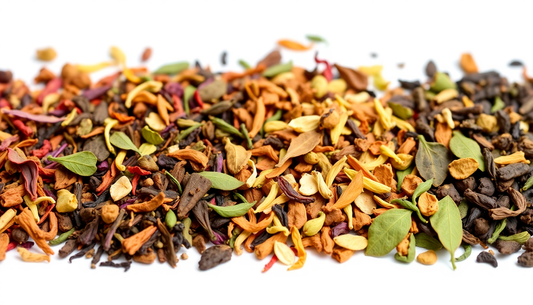 Assorted loose-leaf tea blends showcasing vibrant colors and natural ingredients highlighting loose-leaf tea benefits