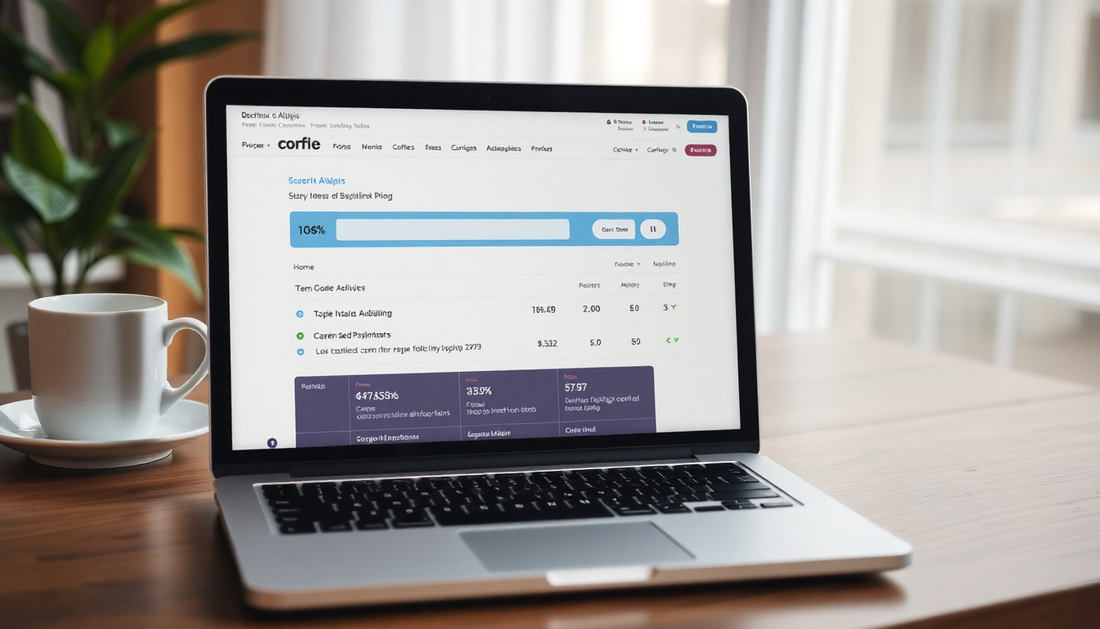 A laptop displaying backlink analysis for coffee website