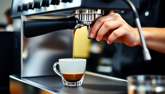 A barista brewing coffee with espresso machine