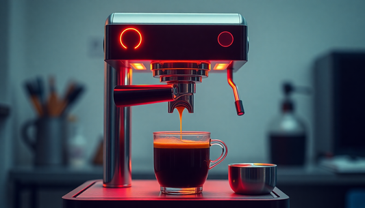 A barista using AI technology to brew coffee