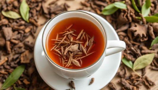 Cup of loose leaf tea with herbs showcasing the health benefits of loose leaf tea