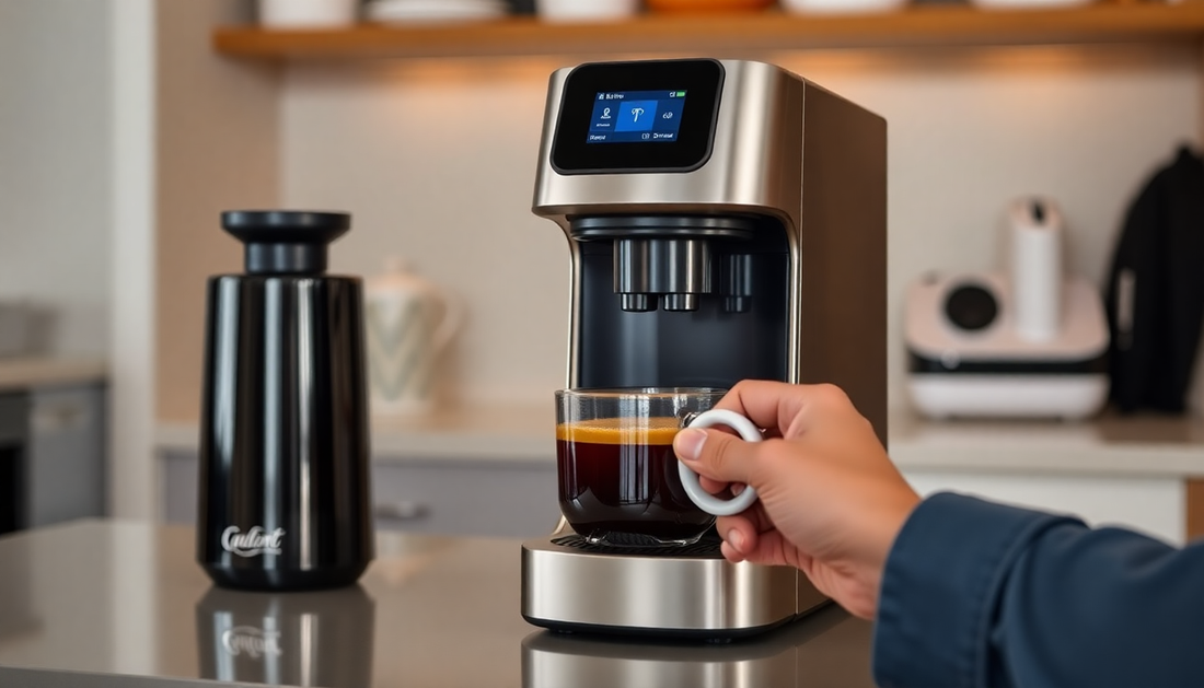 A smart coffee machine brewing personalized coffee