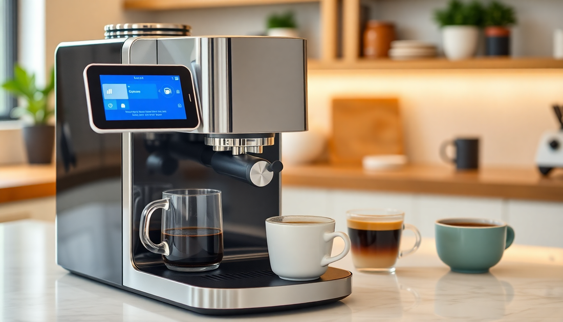 A smart coffee machine brewing customized coffee
