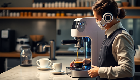 A barista using AI to brew premium coffee blends