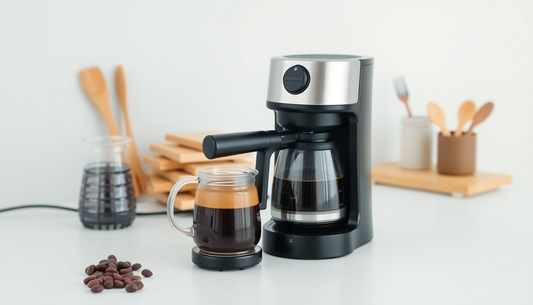 A smart coffee maker brewing gourmet coffee