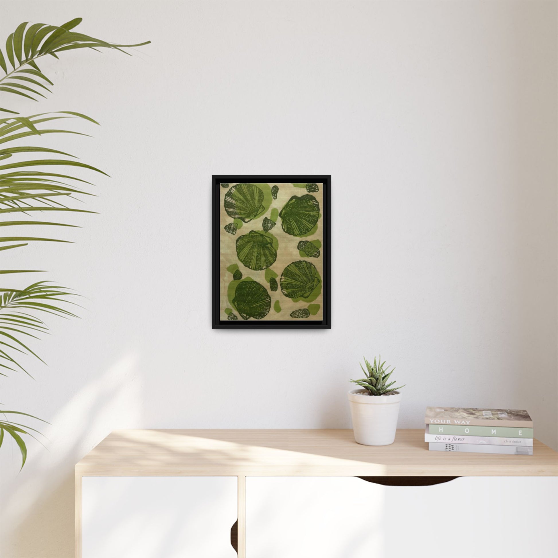 Framed Matte Canvas Wall Art - Botanical Leaf Print