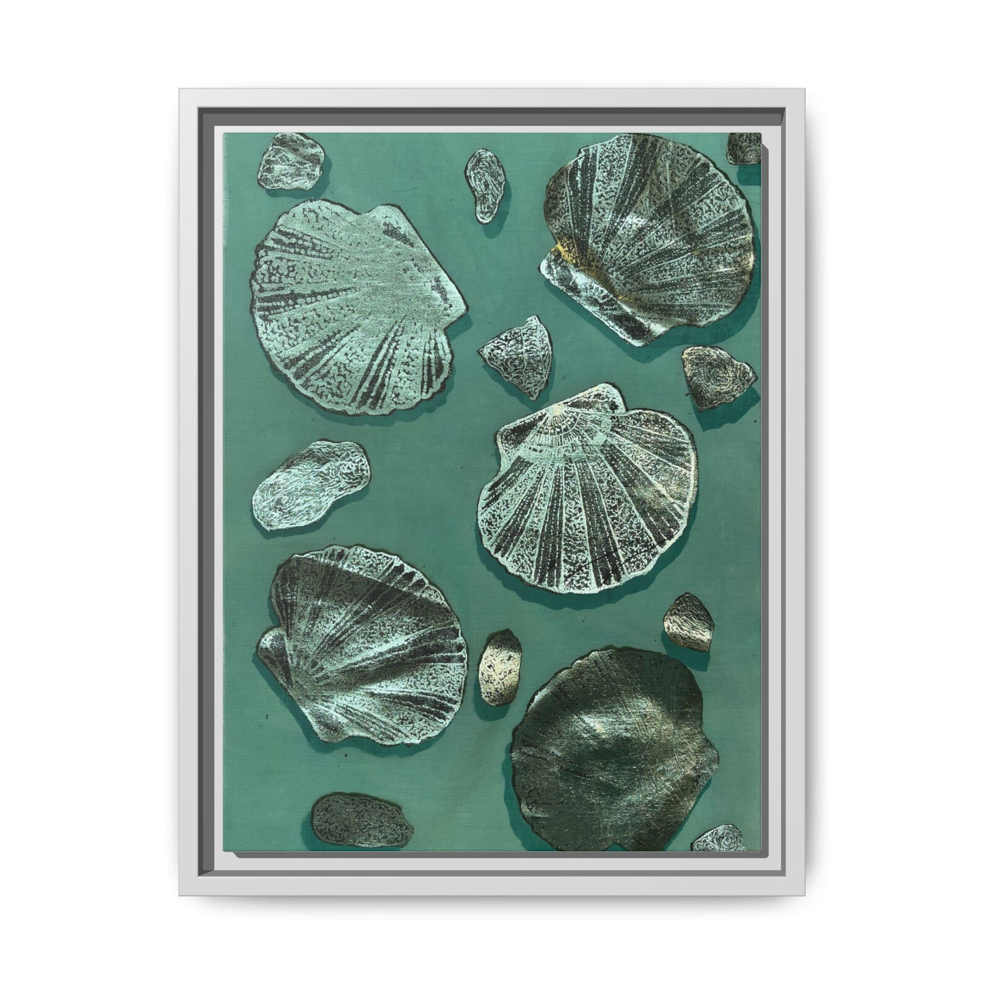 Seashell Wall Art | Multi-Color Framed Canvas Decor