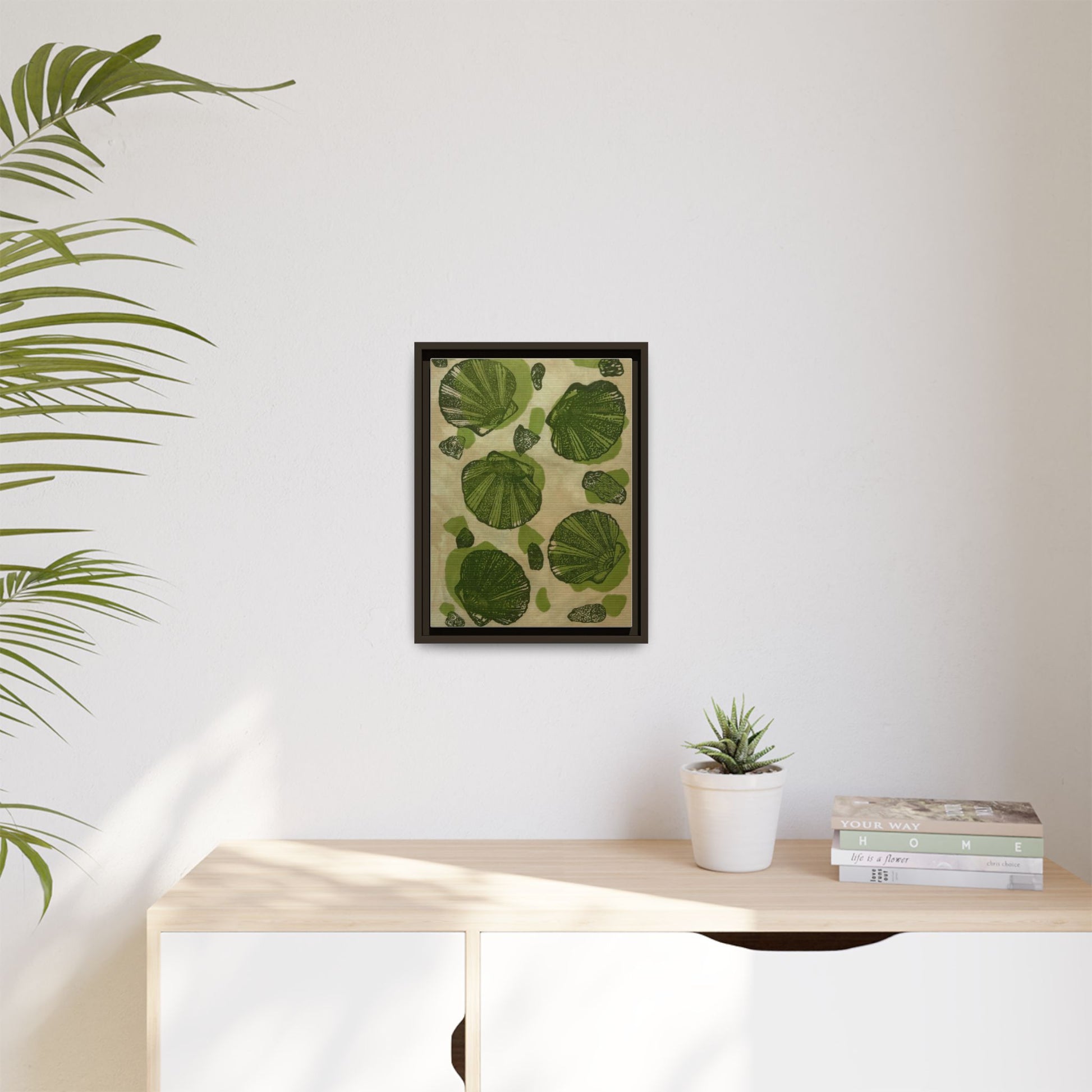 Framed Matte Canvas Wall Art - Botanical Leaf Print