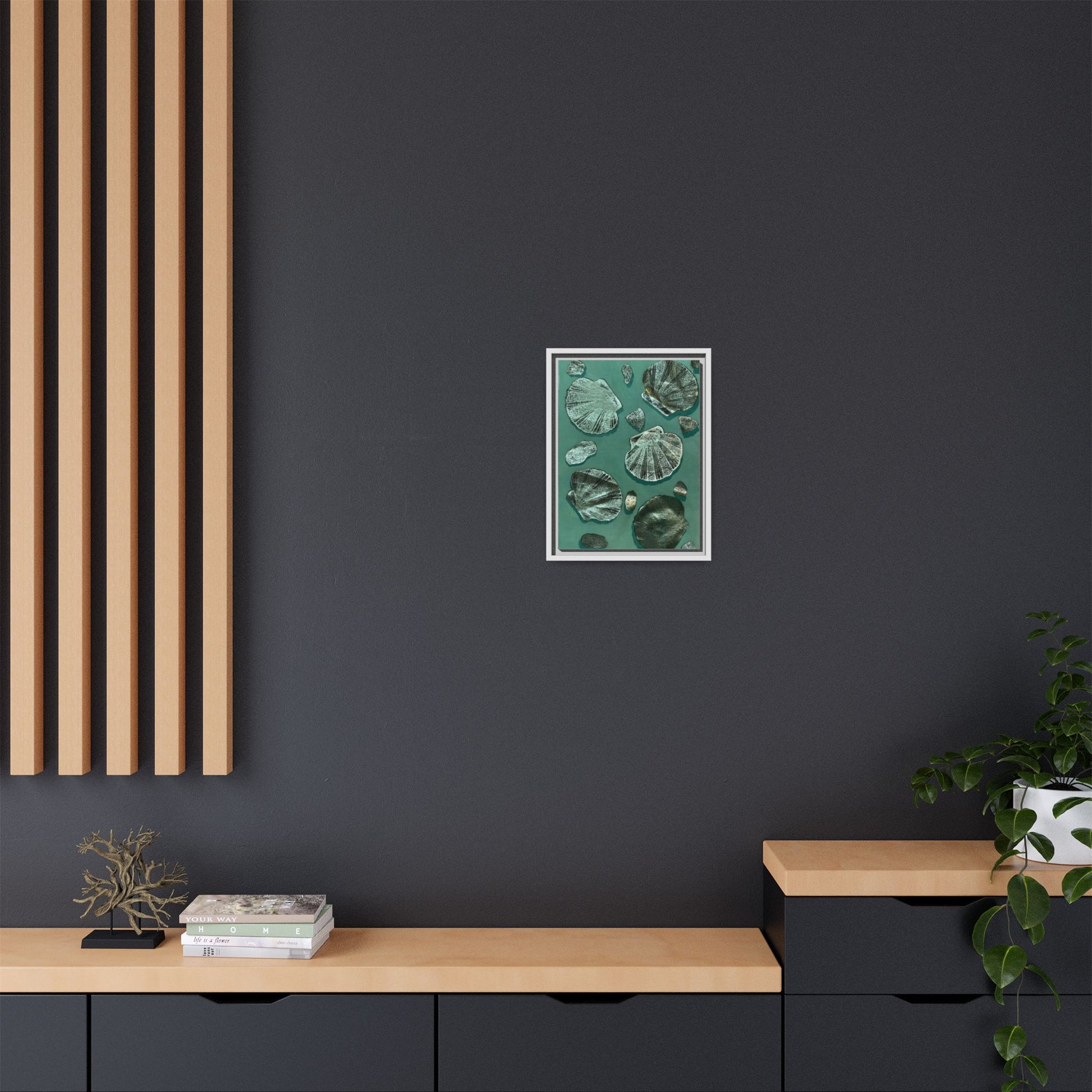 Seashell Wall Art | Multi-Color Framed Canvas Decor