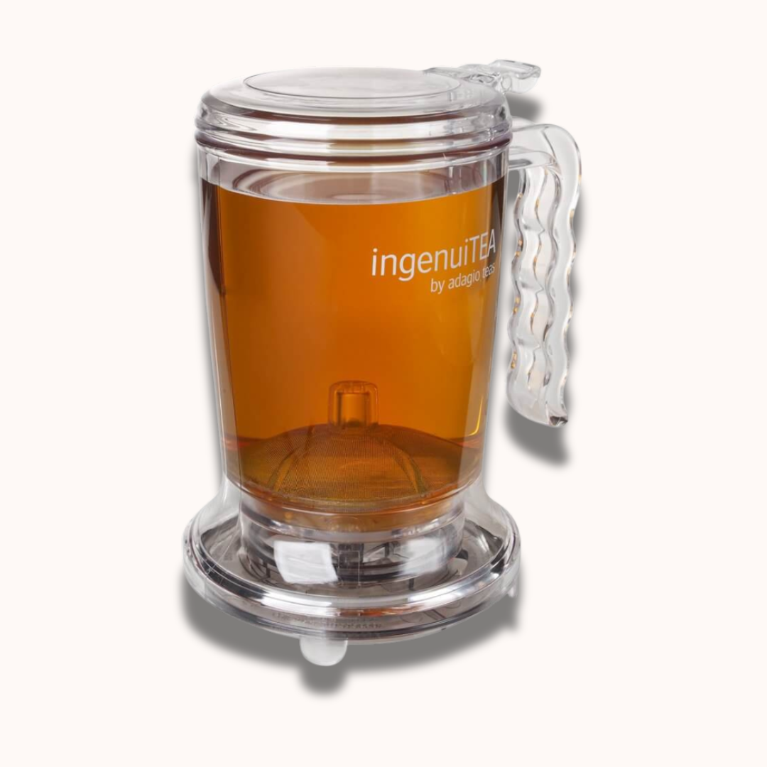 Brew-itCafe IngenuiTEA Brewer: Effortless loose leaf tea brewing with BPA-free plastic brewer.