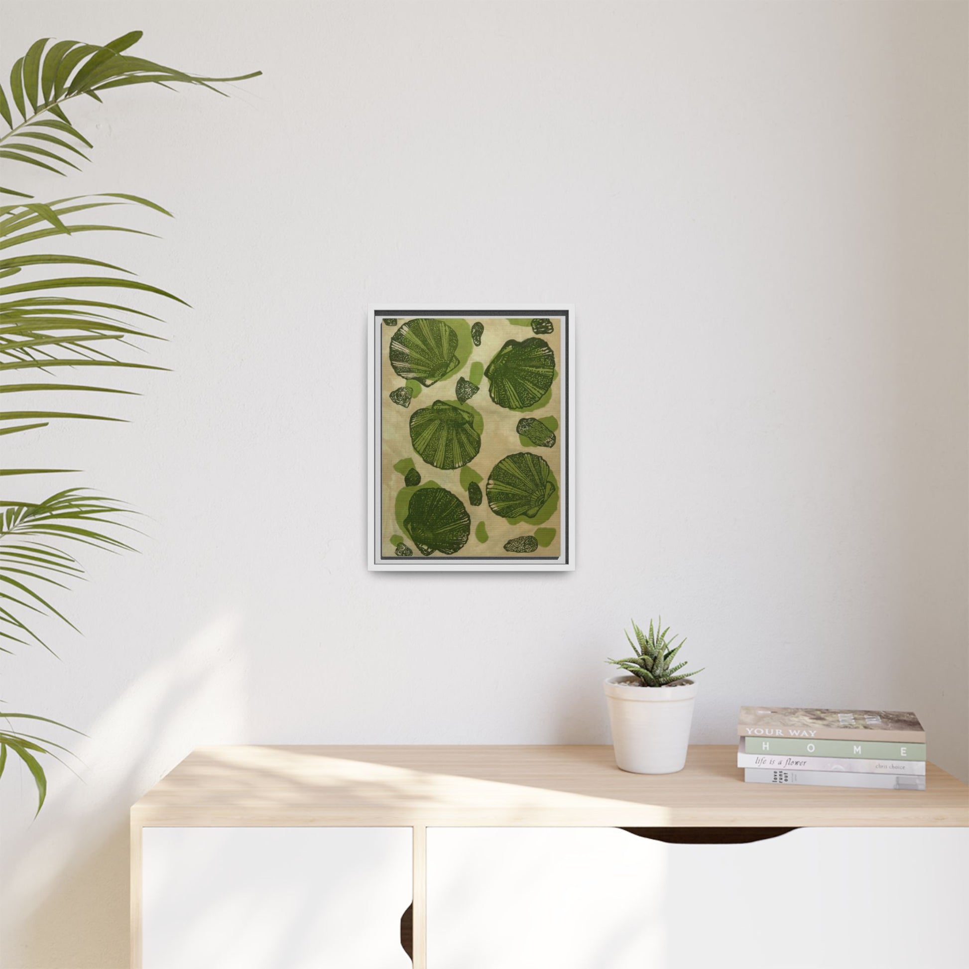 Framed Matte Canvas Wall Art - Botanical Leaf Print