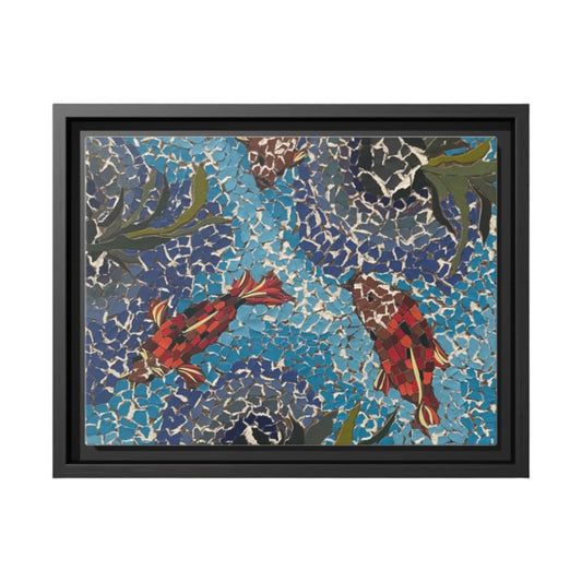 Framed Mosaic Art Print – Colorful Koi Fish Canvas