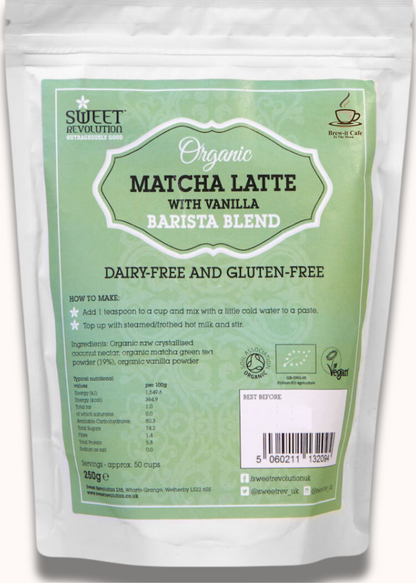 Organic Matcha Latte, the perfect coffee alternative that offers a unique flavor profile and gentle, slow-release caffeine. This dreamy latte is beautifully enhanced with a touch of Madagascan vanilla, creating a deliciously smooth experience with every sip. 