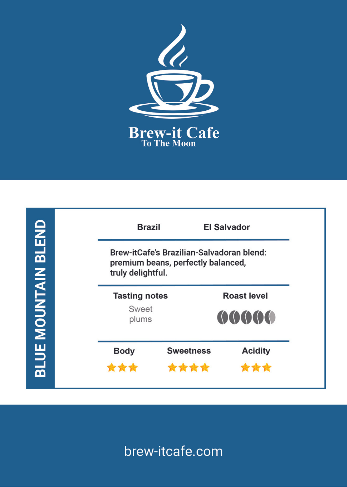 Brew-it Cafe Blue Mountain Blend 250g | Brazilian-Salvadoran