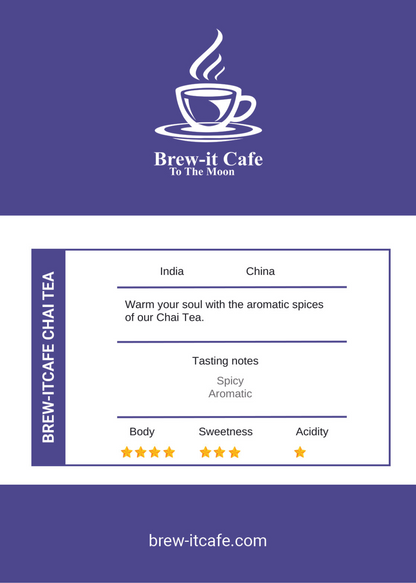 Brew-it Cafe Indian Spiced Chai Tea - Global Blend of Rich