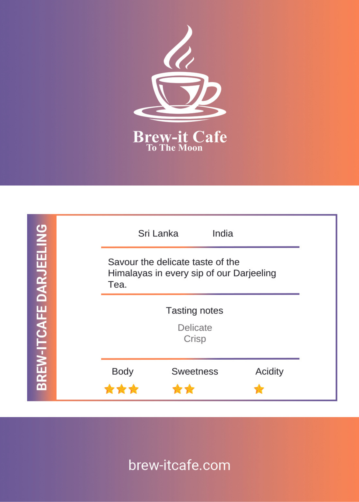 Brew-it Cafe Darjeeling Tea - Premium Light Bodied Tea