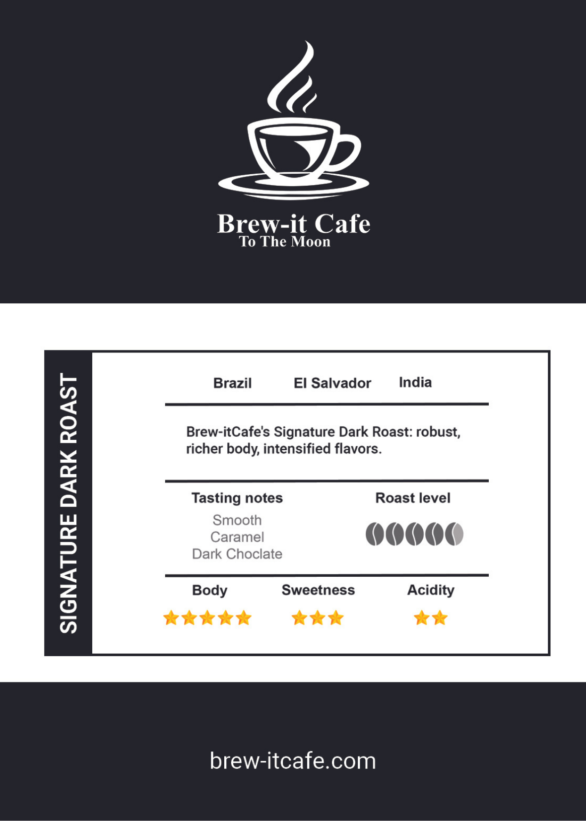 Brew-it Cafe Signature Dark Roast 250g – Dark Flavours