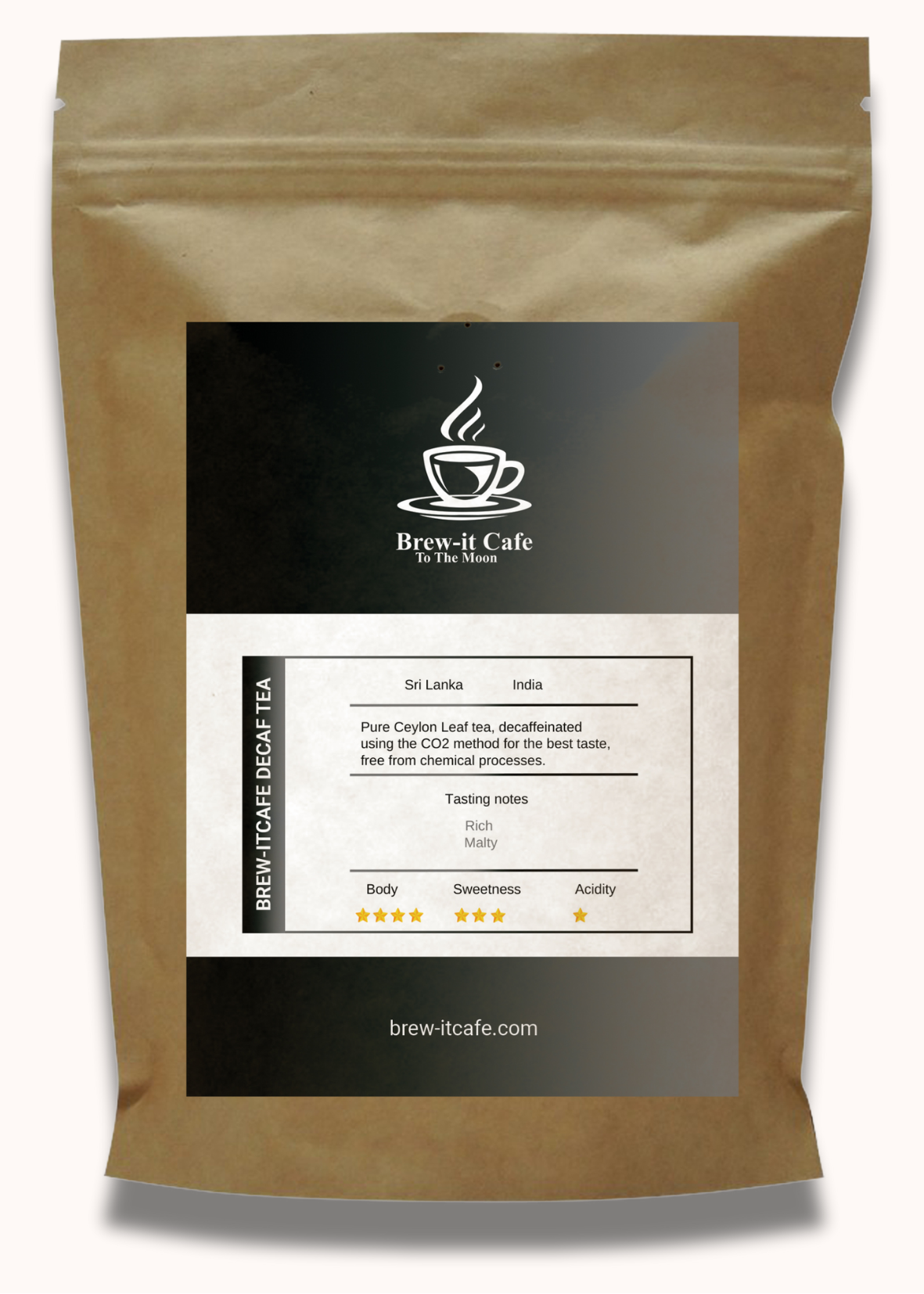 Brew-it Cafe Decaf Breakfast Tea - Pure Ceylon Leaf