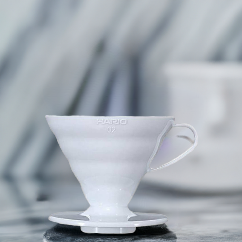 Brew-itCafe HARIO V60 Size 02 - White Plastic, premium Japanese coffee dripper with 60-degree angle and large hole for perfect brews, excellent heat retention and portability.