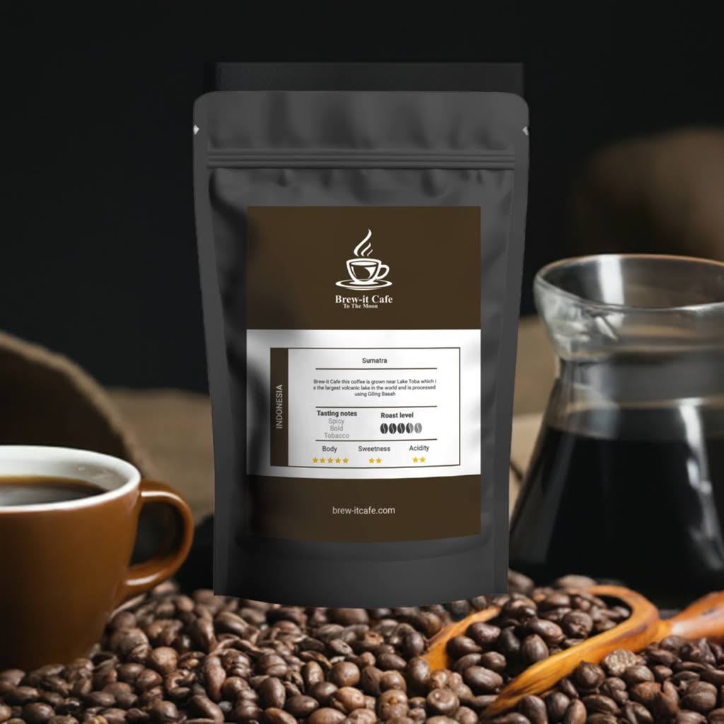 Brew-itCafe Indonesia Sumatra Lake Toba coffee bag with bold, spicy flavours and tobacco hints.