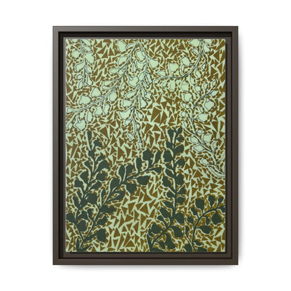 Botanical canvas wall art featuring intricate plant designs in earthy tones