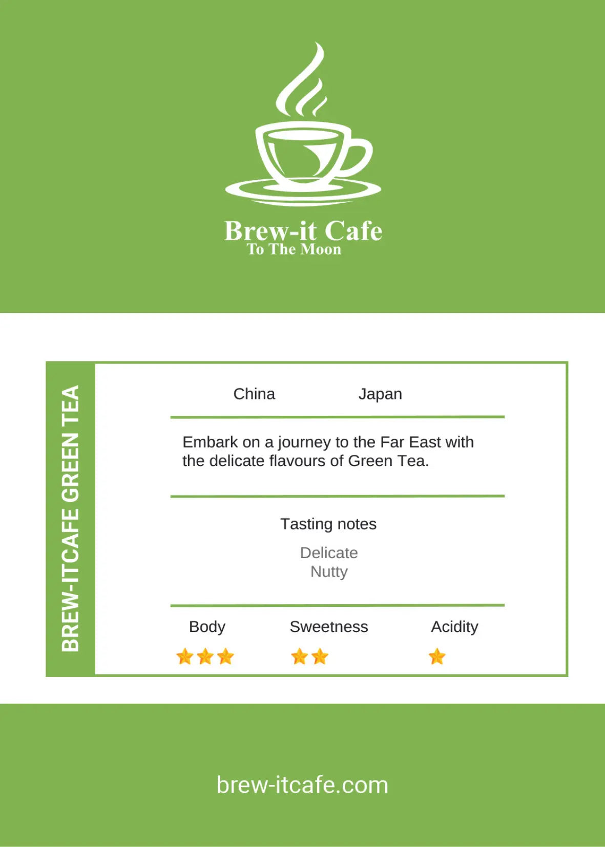 Brew-itCafe Green Tea with delicate nutty flavors, perfect for those looking to buy green tea UK