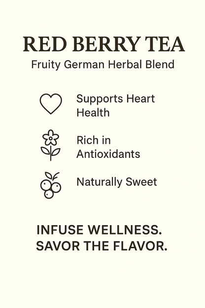 Fruity red berry tea from Brew-itCafe in a herbal blend for heart health and antioxidants