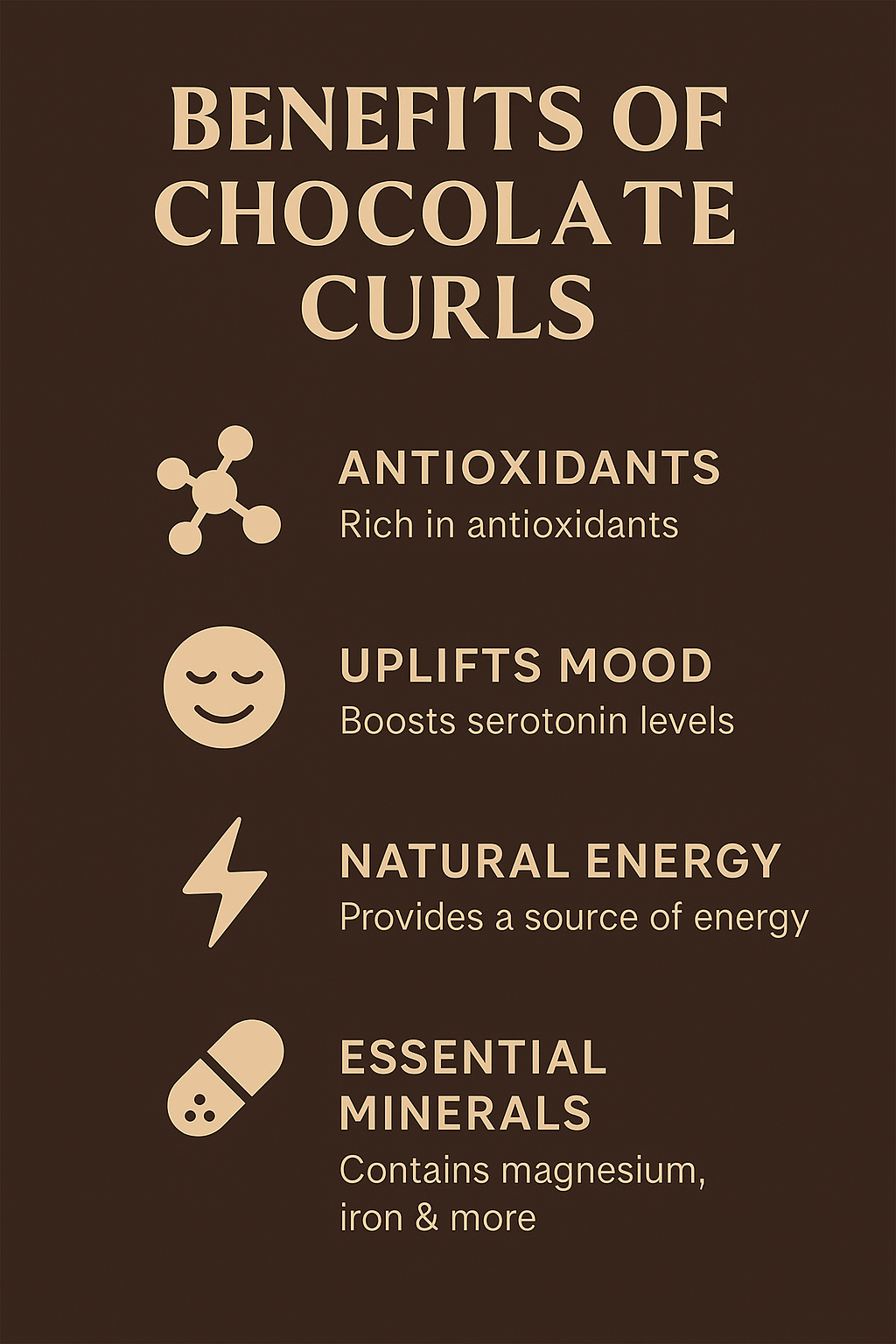 Brew-itCafe luxury hot chocolate UK benefits infographic highlighting antioxidants and mood enhancement
