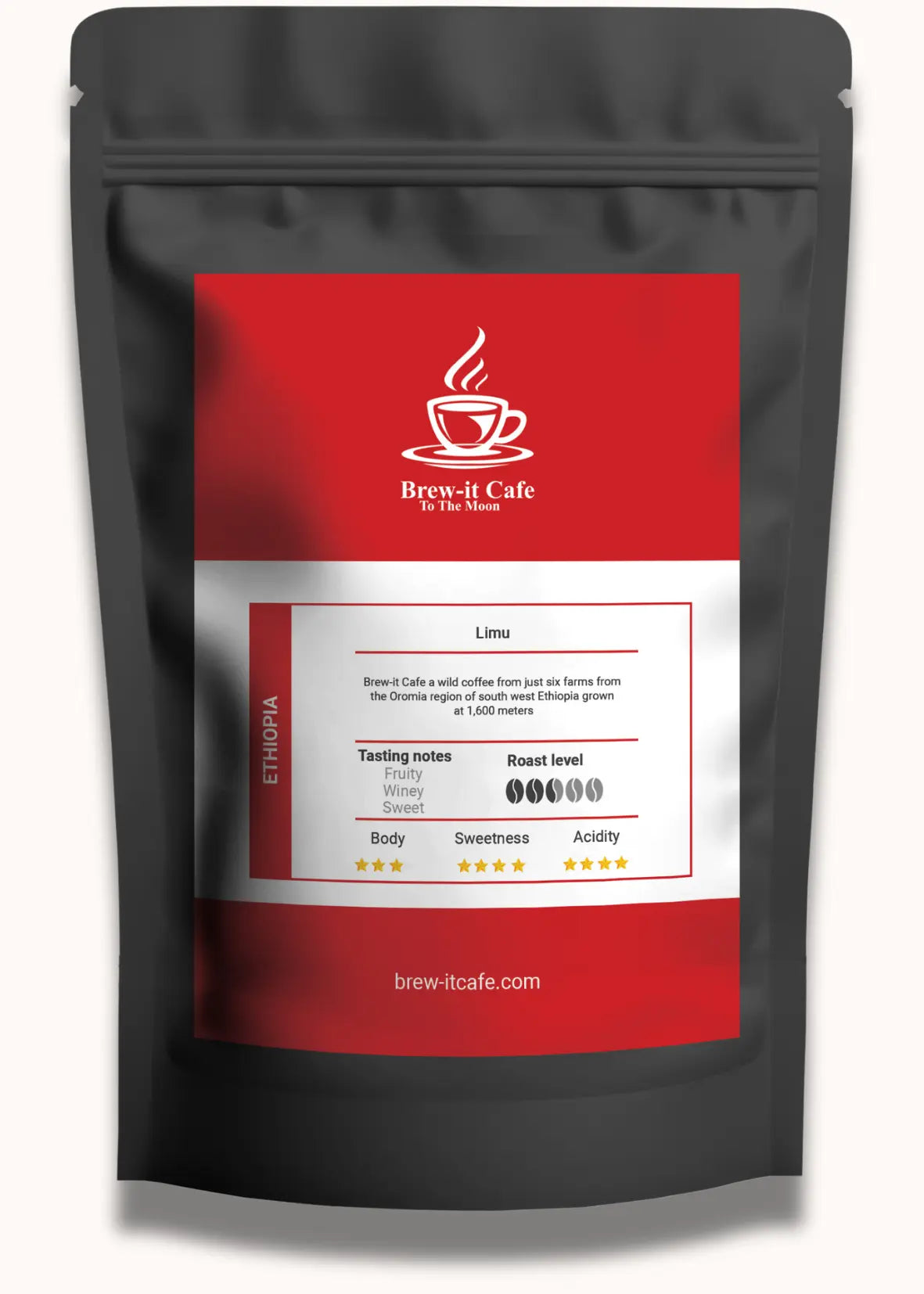 Brew-itCafe single-origin coffee bag from Ethiopia with fruity and sweet tasting notes