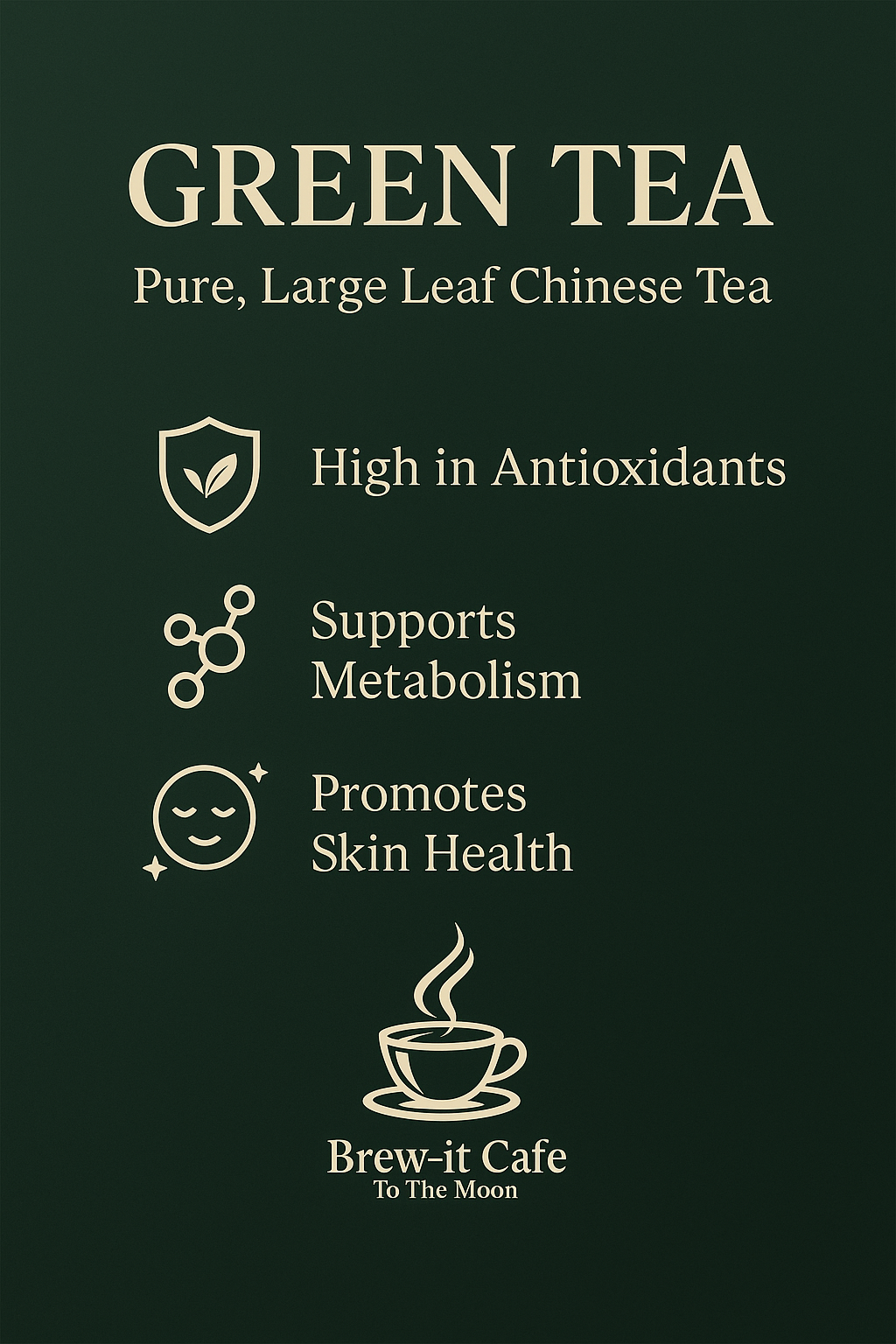 Brew-itCafe Green Tea features pure large leaf Chinese tea, high in antioxidants to promote skin health. Buy green tea UK.